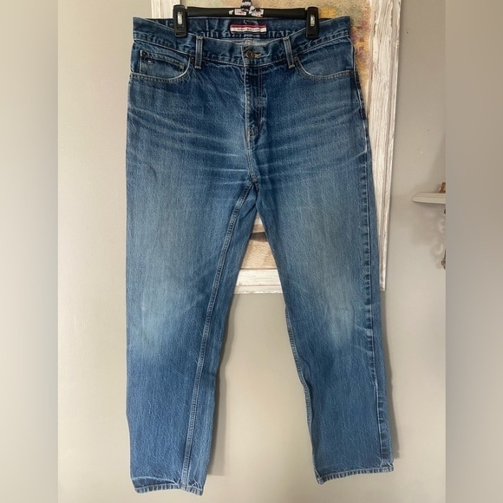 Tommy Hilfiger Mens Classic Straight Jeans Blue Medium Wash Denim 34X32